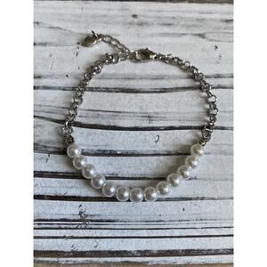 silver bracelet women Small Faux Pearls Clasp Jewelry
